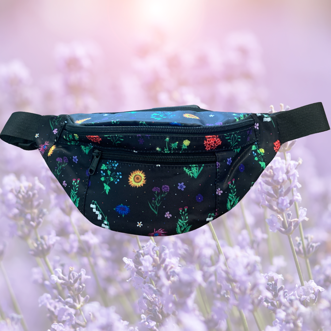 Floral on Black Fanny Pack