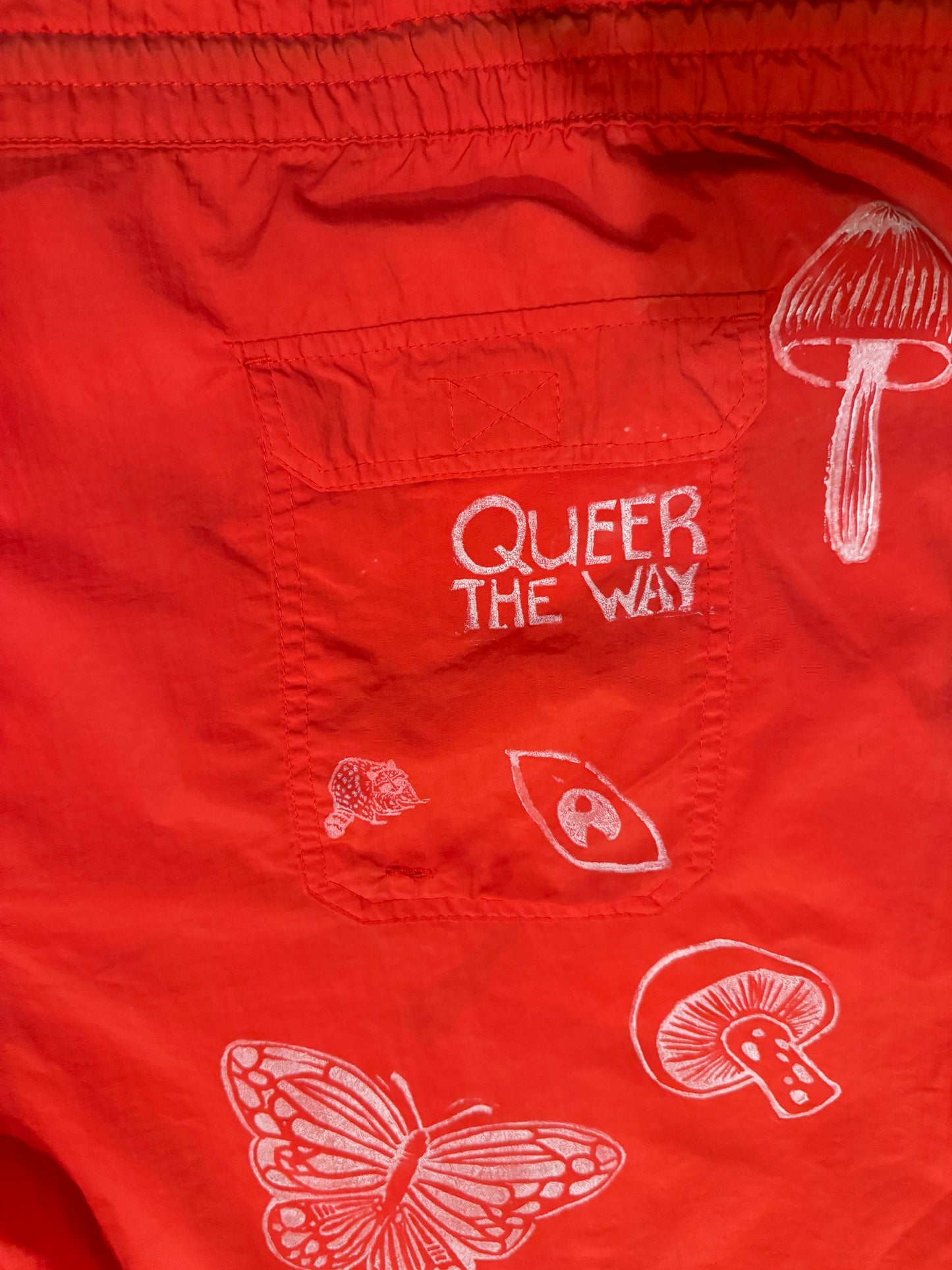 Plus Size Orange Swim Trunks