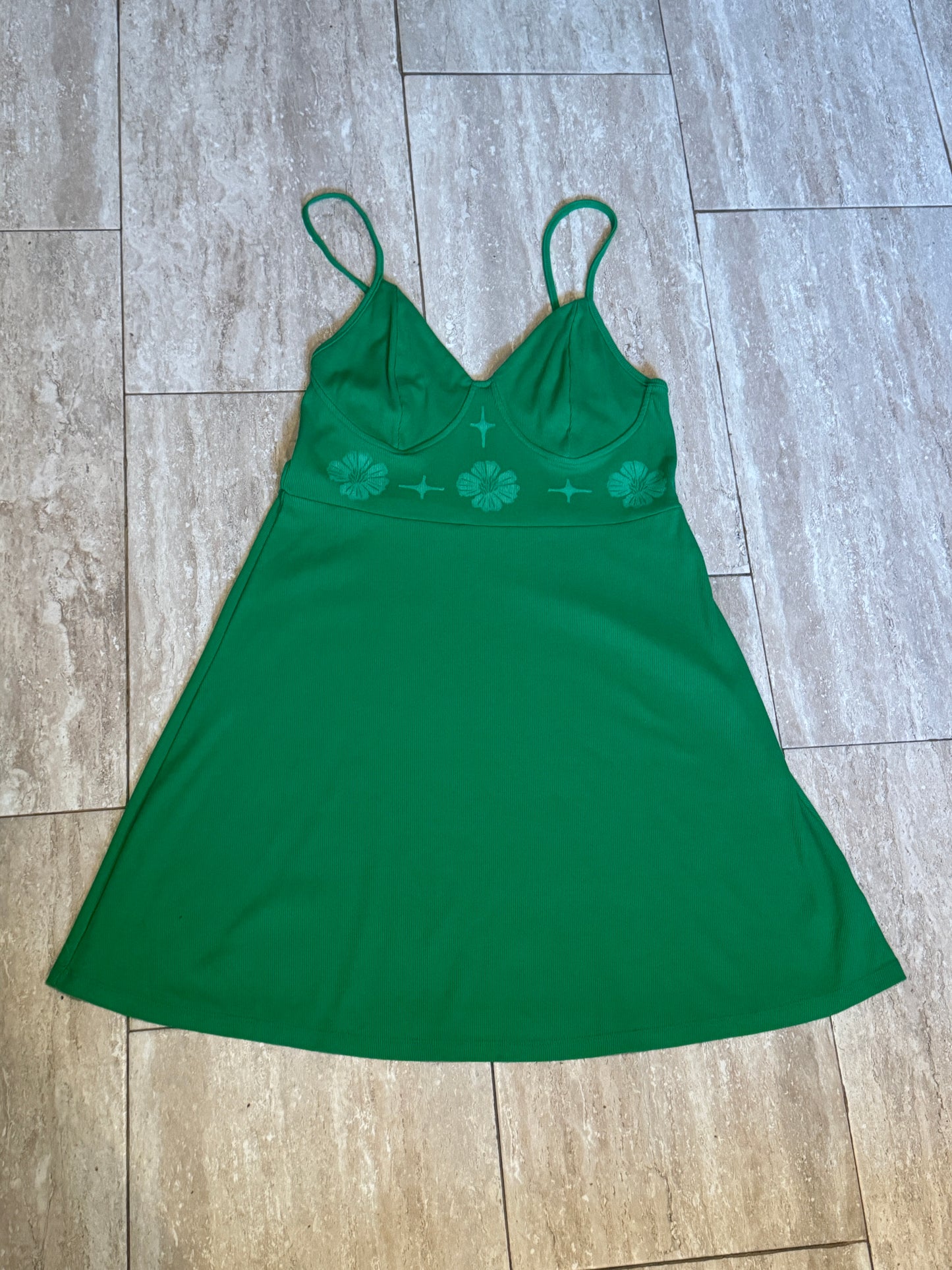 Green Dress with White Accents