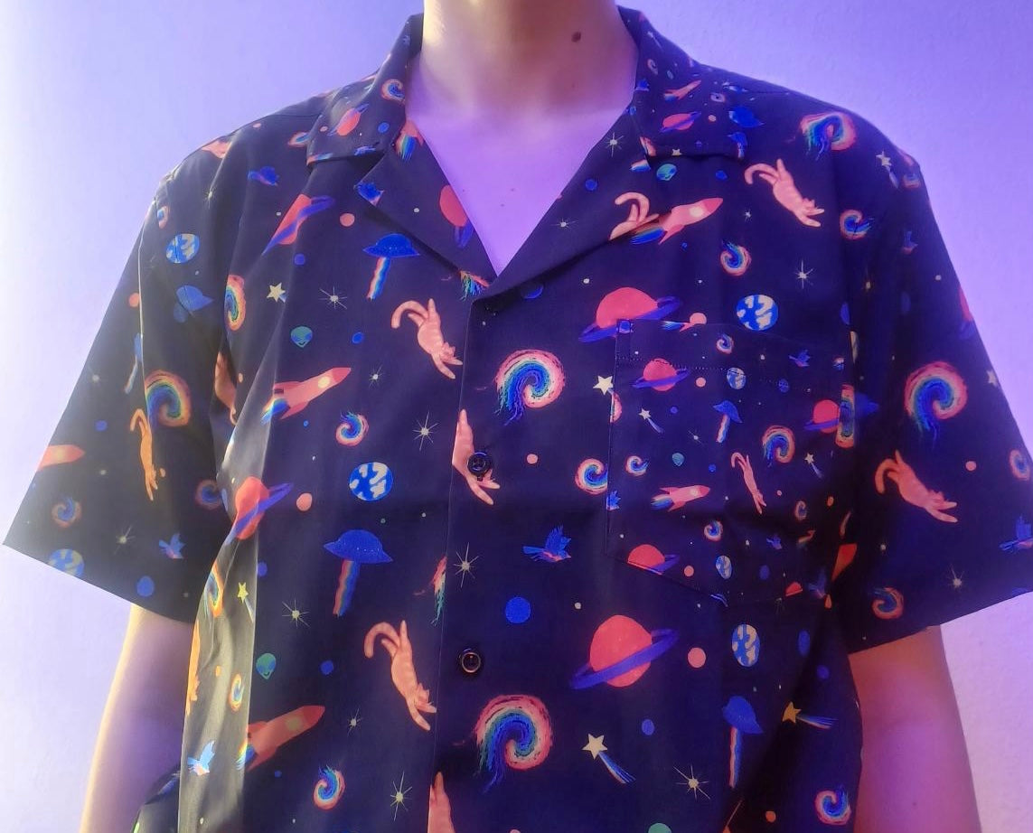 Cosmically Queer Short Sleeve Pride Button-Up