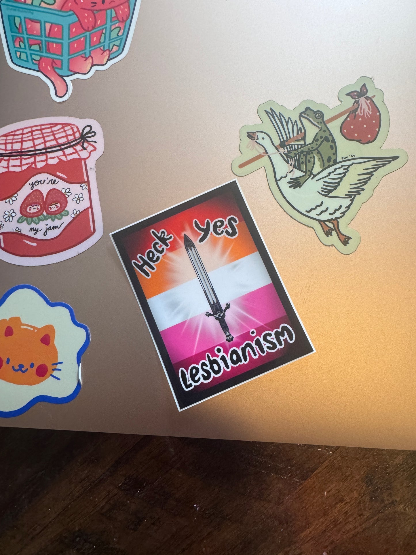 ⚔️👩❤️💋👩 Heck Yes Lesbianism Sticker - Sword Lesbians Unite 👩❤️💋👩 ⚔️