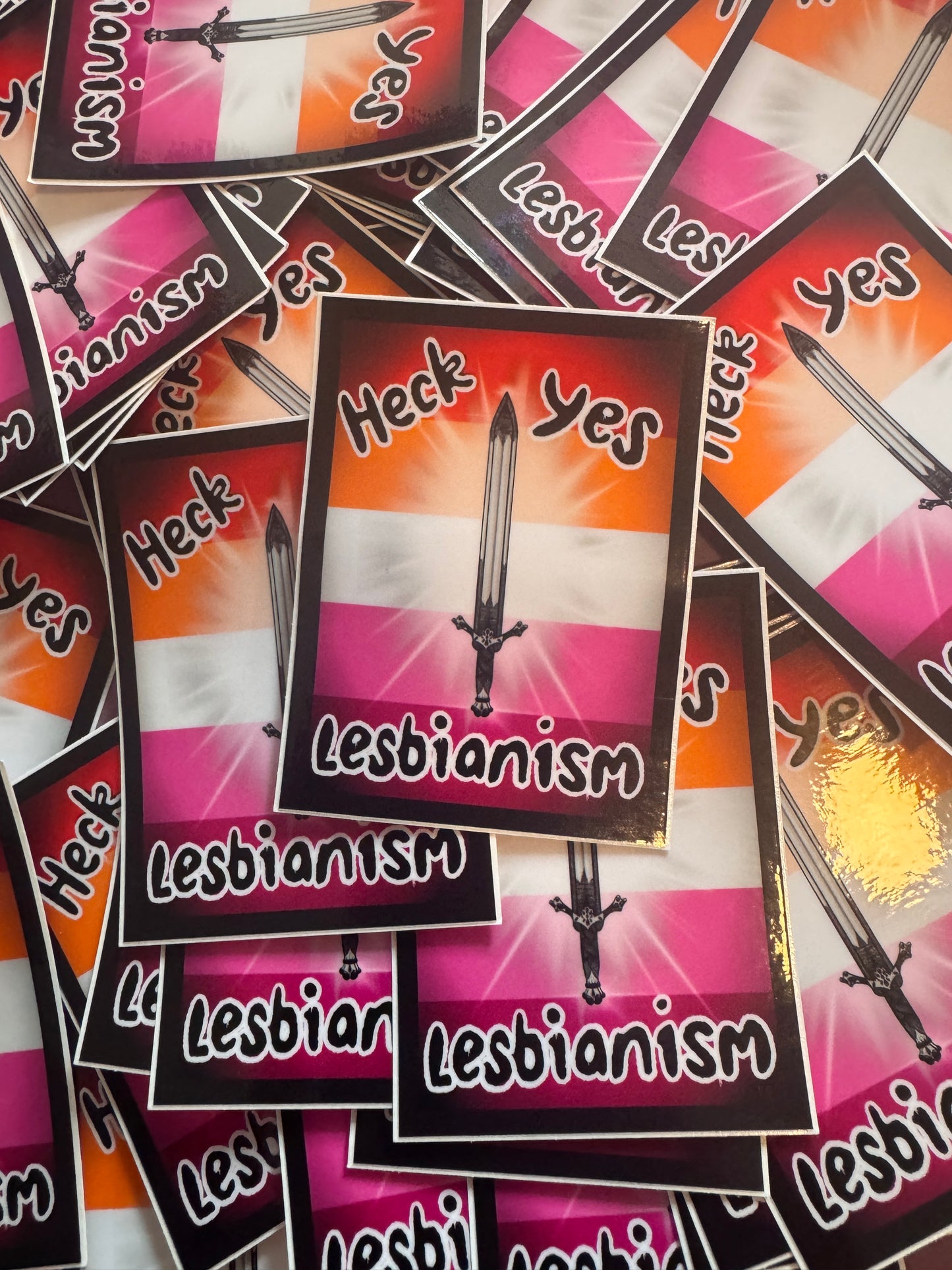 ⚔️👩❤️💋👩 Heck Yes Lesbianism Sticker - Sword Lesbians Unite 👩❤️💋👩 ⚔️