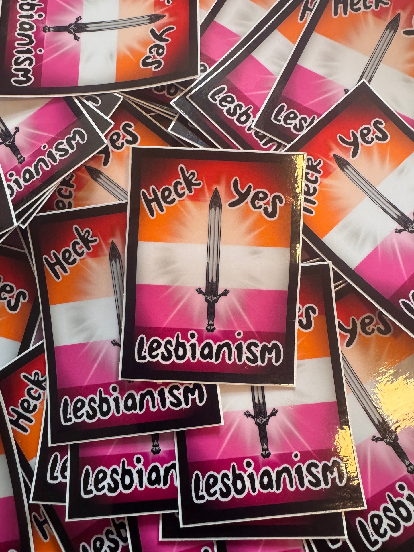 ⚔️👩❤️💋👩 Heck Yes Lesbianism Sticker - Sword Lesbians Unite 👩❤️💋👩 ⚔️