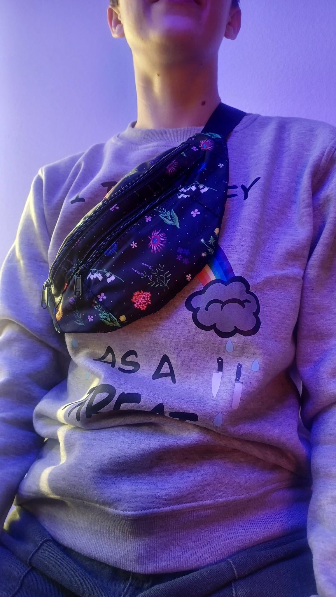 Floral on Black Fanny Pack