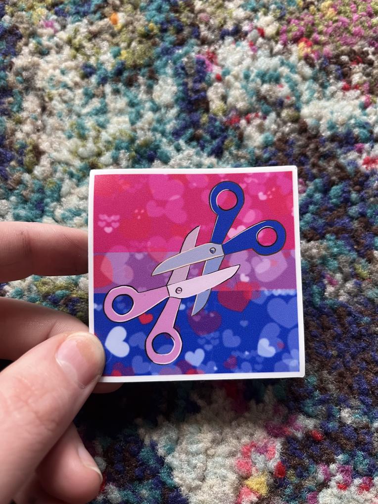 Bi Flag Scissor Sticker