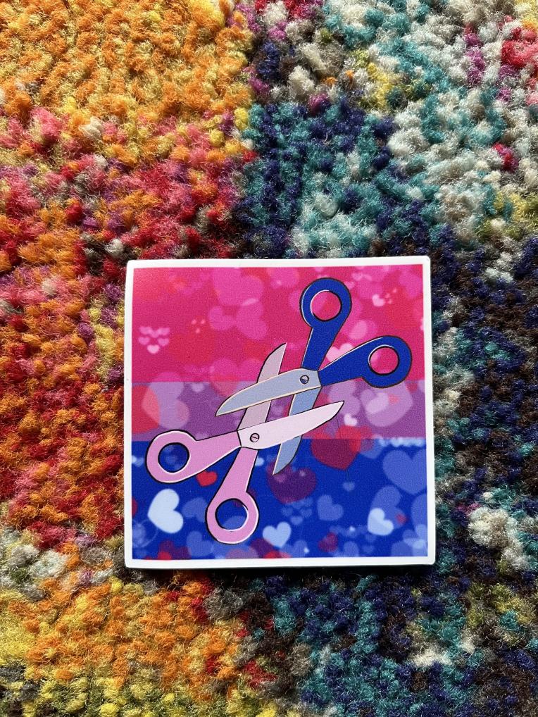 Bi Flag Scissor Sticker