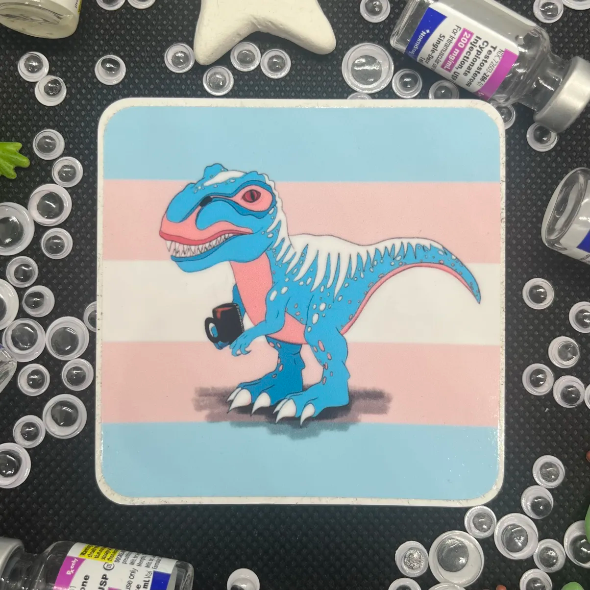 🦖🏳️⚧️Trans T-Rex Sticker - T4T Rex Sticker🦖🏳️⚧️