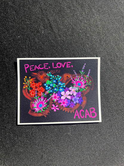 ✌️❤️✊ Peace Love ACAB sticker - Defund the police ✌️❤️✊