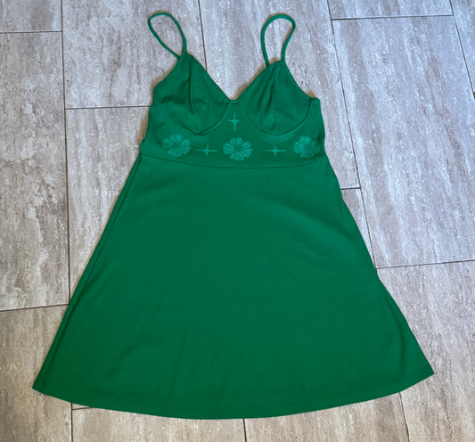 Green Dress with White Accents