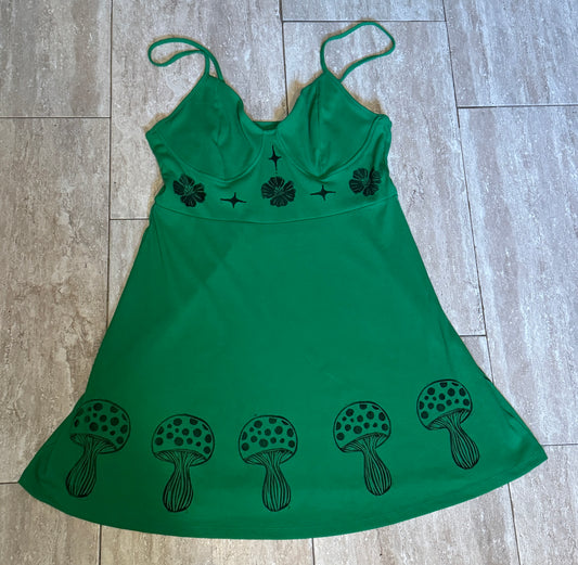 Green Dress with Black Accents