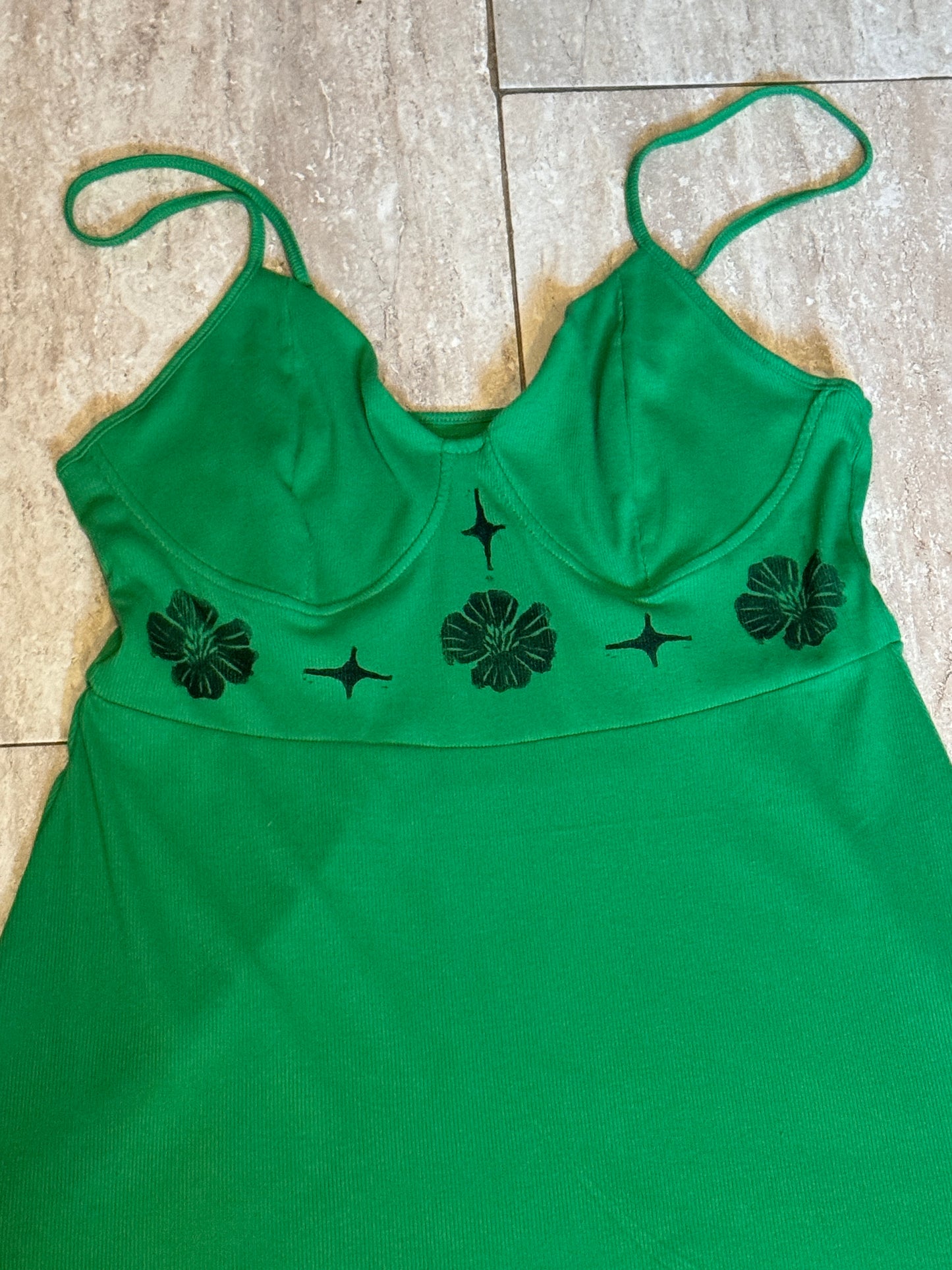 Green Dress with Black Accents