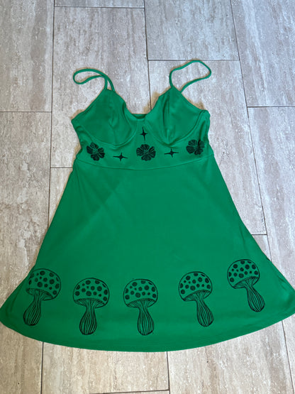 Green Dress with Black Accents