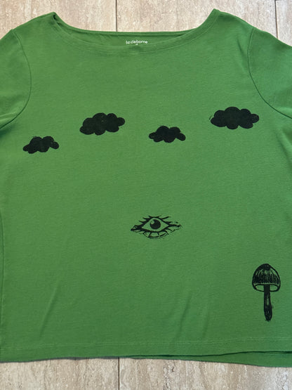 Green All Seeing Eye Wide Neck Top