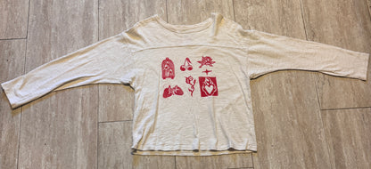 Sustainable Oatmeal Sweater with Red Valentine Prints