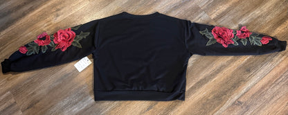 Valentine Blooms Black Sweater