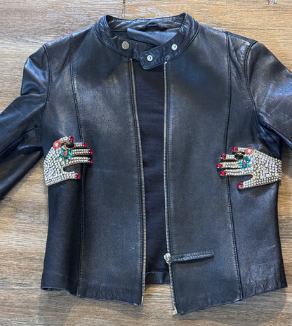 Sacred Hands Black Leather Jacket