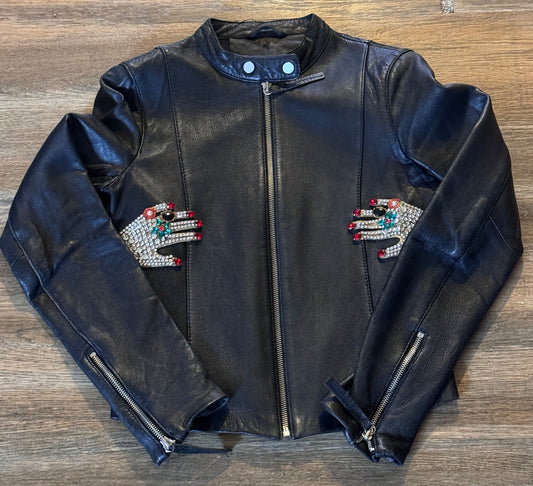 Sacred Hands Black Leather Jacket
