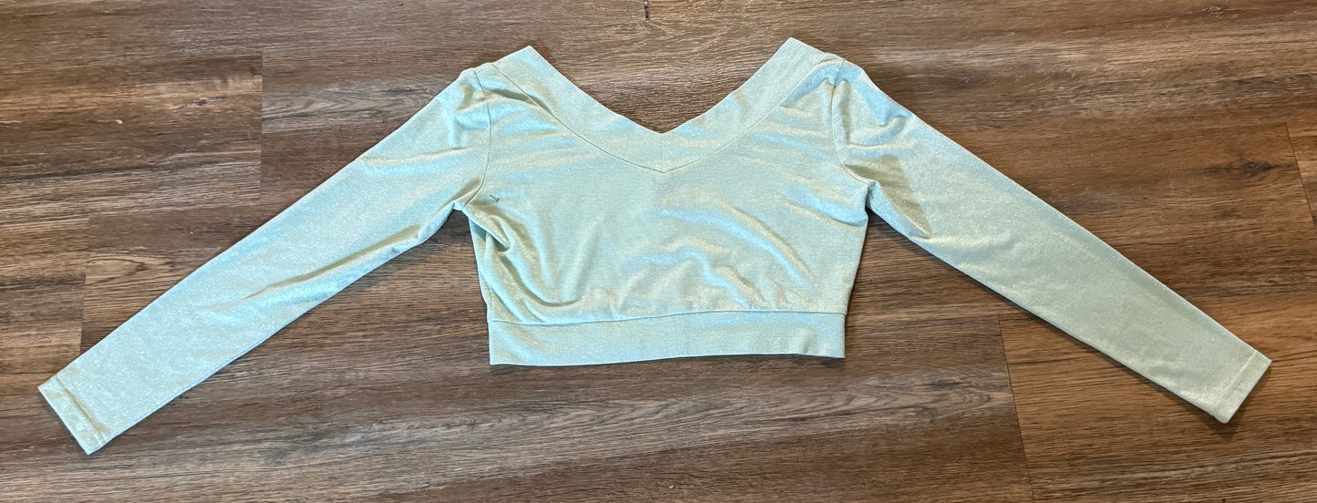 Long Sleeve Butterfly Sparkle Crop Top
