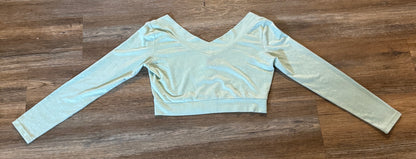 Long Sleeve Butterfly Sparkle Crop Top