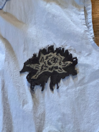 Blue Vulnerable Life Sleeveless Button Up