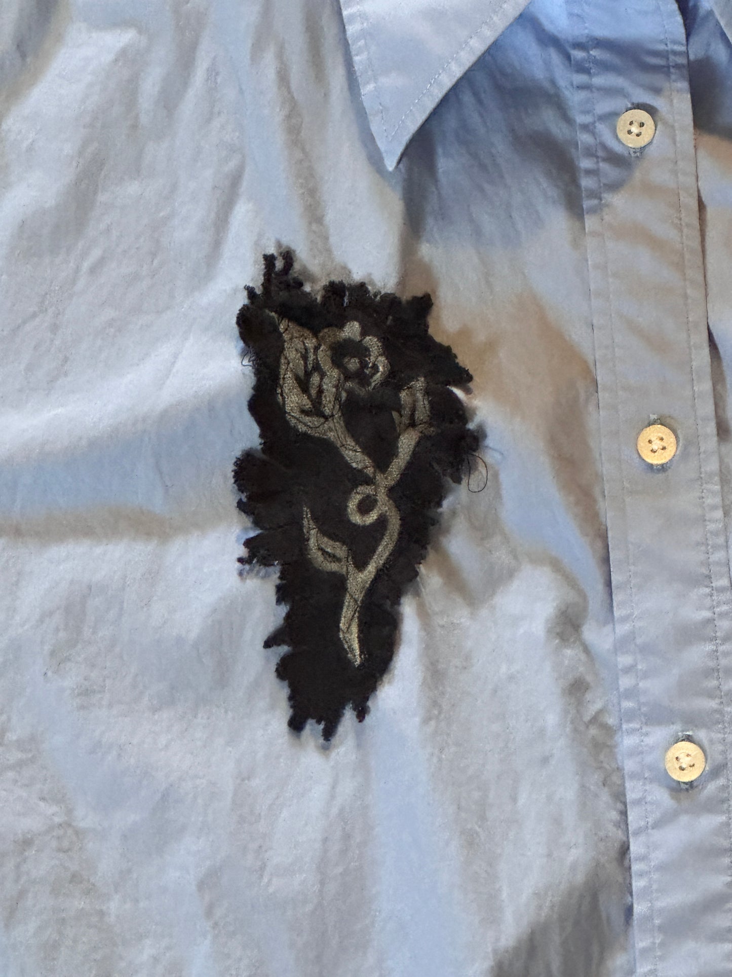 Blue Vulnerable Life Sleeveless Button Up