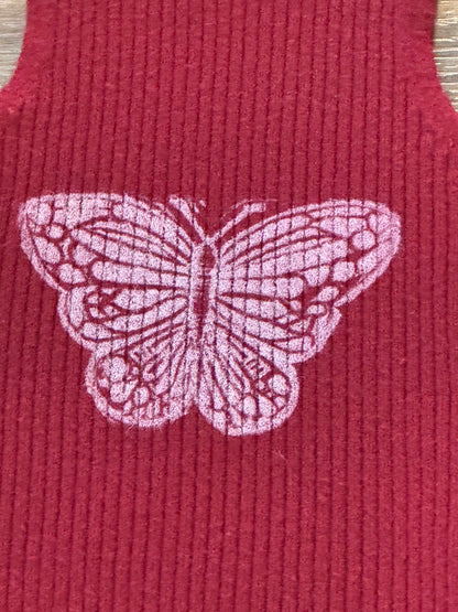 Upcycled Red Butterfly Crop Tank