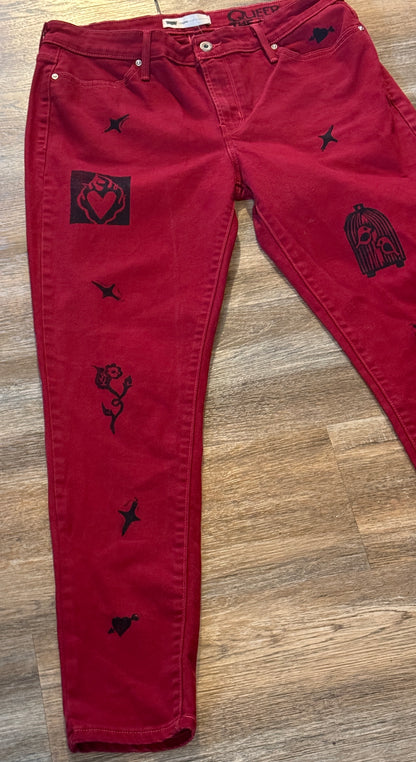 Red Valentine Jean Leggings
