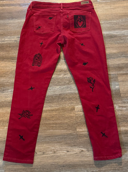 Red Valentine Jean Leggings