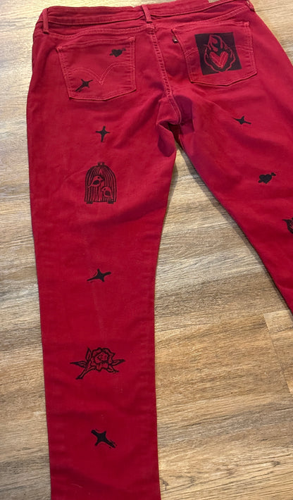 Red Valentine Jean Leggings