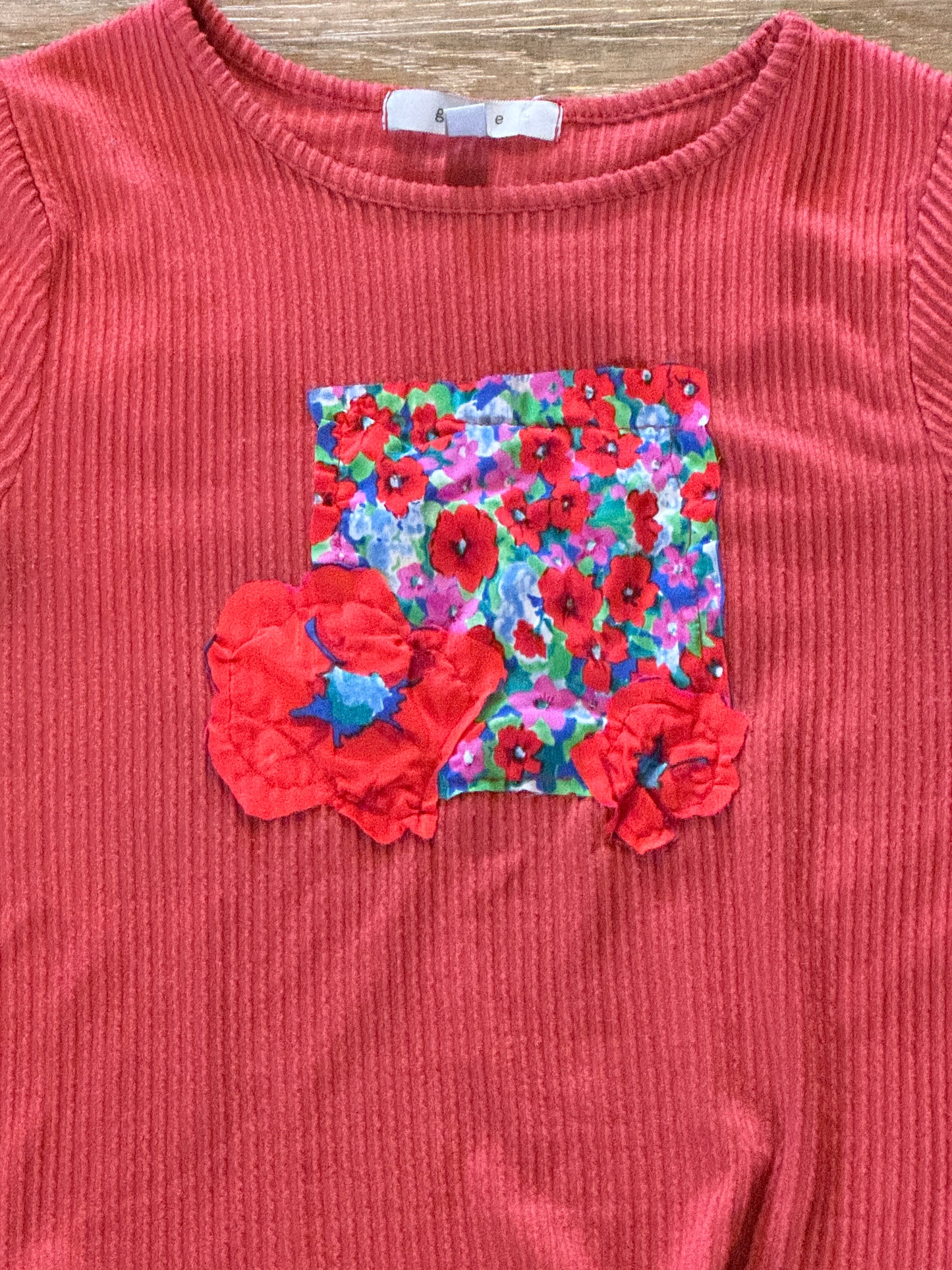 Red Playing in the Flowers Crop Top