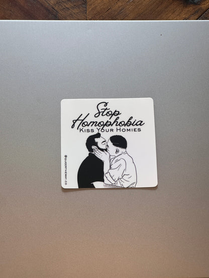 Stop Homophobia Kiss Your Homies Sticker