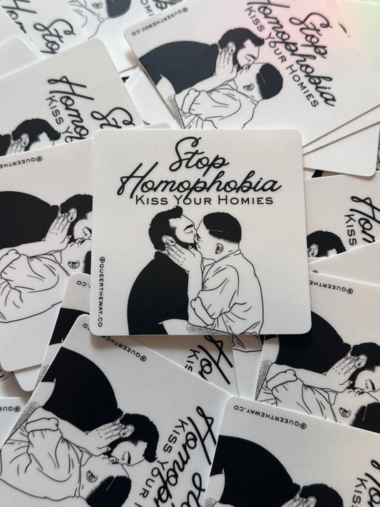 Stop Homophobia Kiss Your Homies Sticker