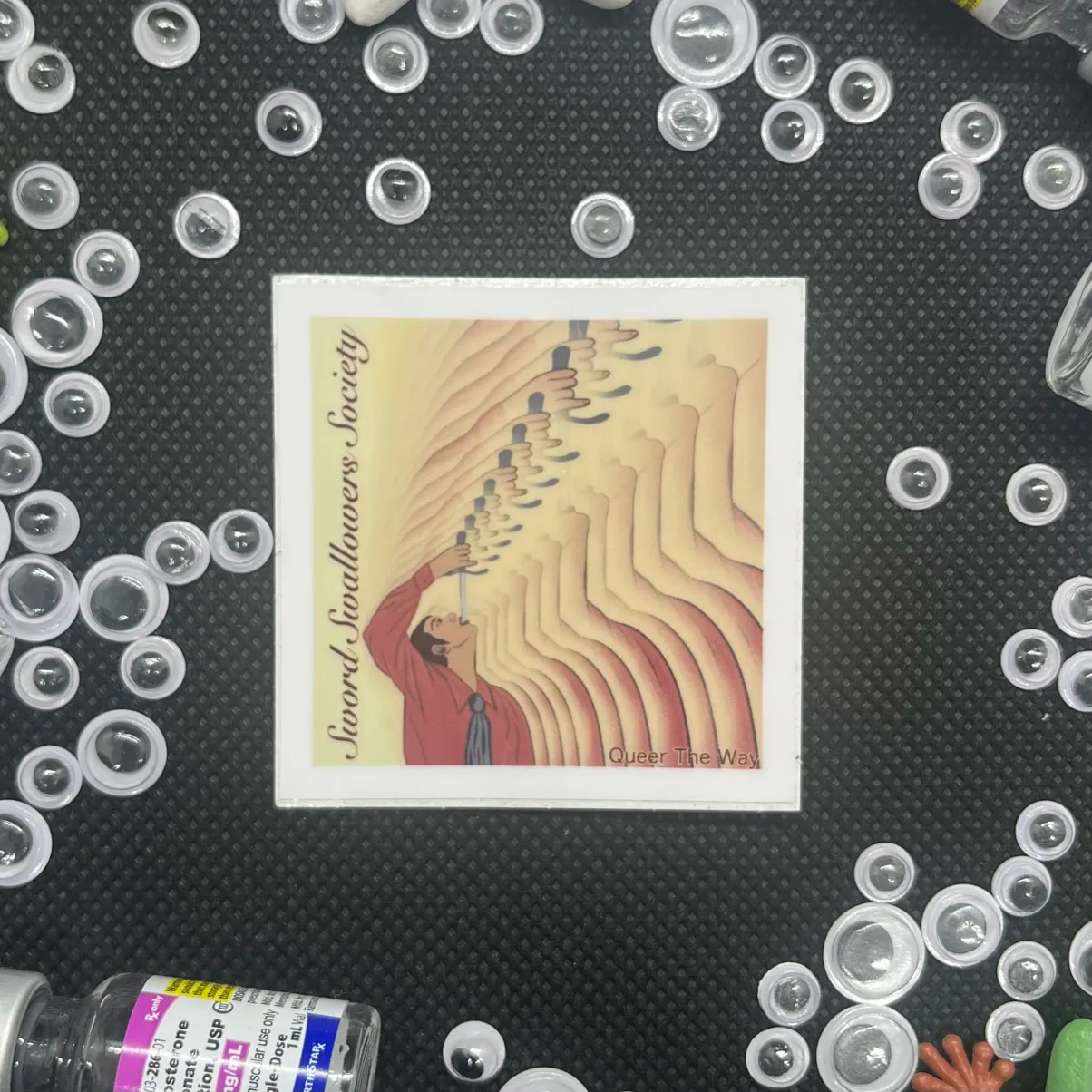 ⚔️👨‍❤️‍💋‍👨 Sword Swallower Society Sticker - Be Gay Swallow Swords ⚔️👨‍❤️‍💋‍👨