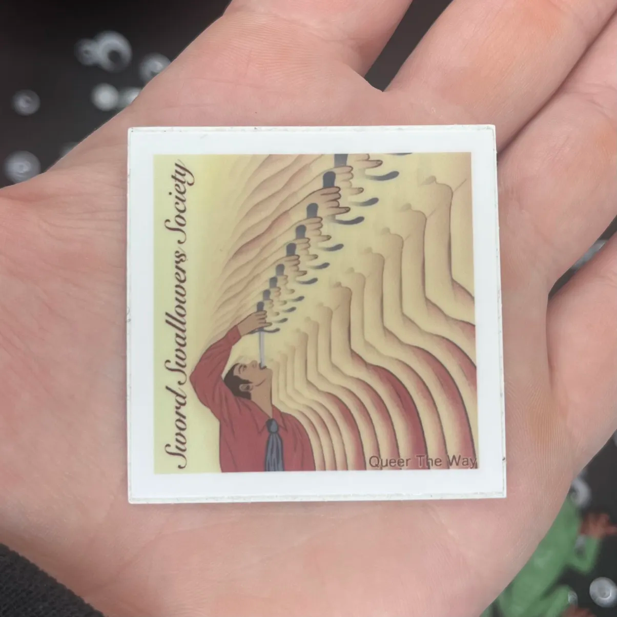 ⚔️👨‍❤️‍💋‍👨 Sword Swallower Society Sticker - Be Gay Swallow Swords ⚔️👨‍❤️‍💋‍👨