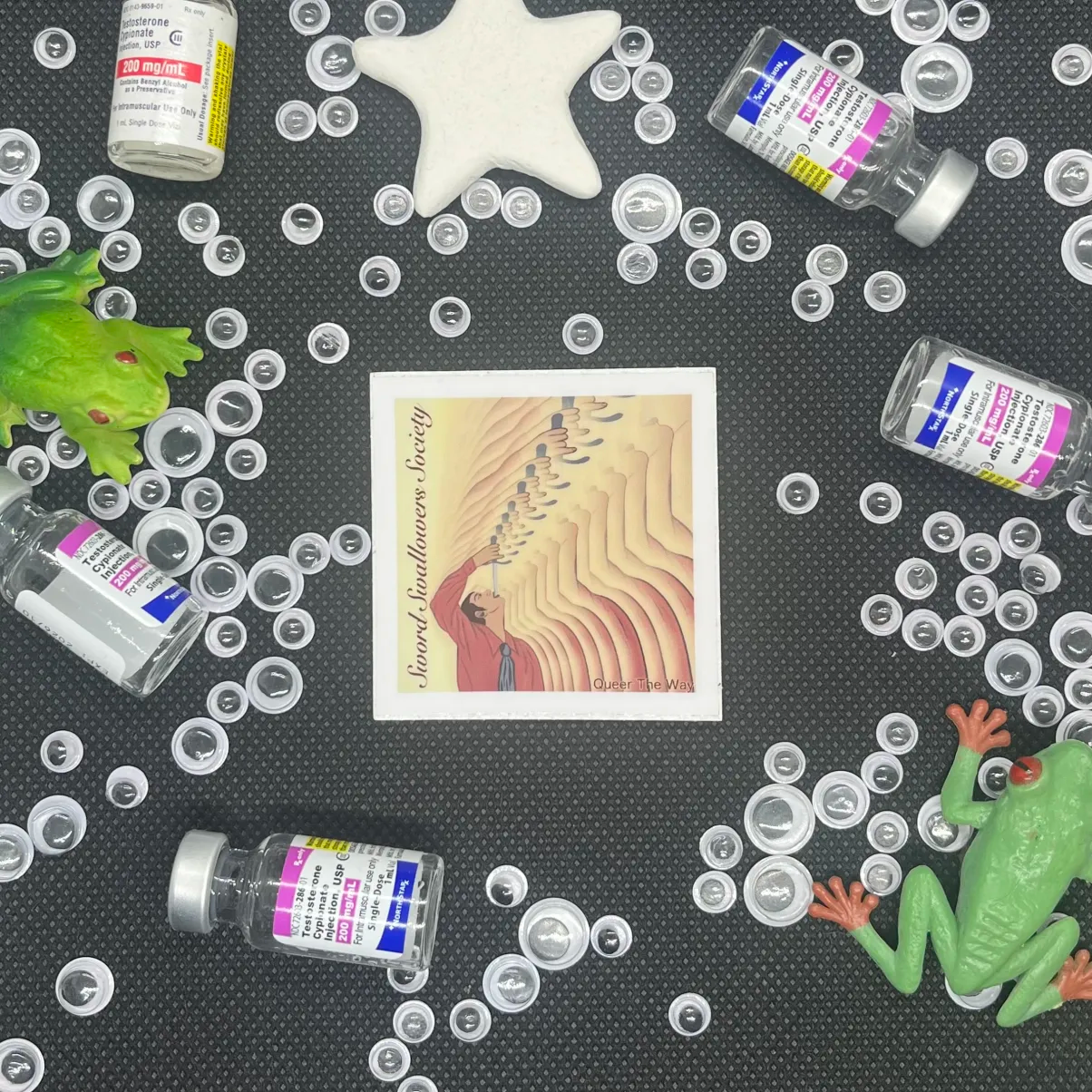 ⚔️👨‍❤️‍💋‍👨 Sword Swallower Society Sticker - Be Gay Swallow Swords ⚔️👨‍❤️‍💋‍👨