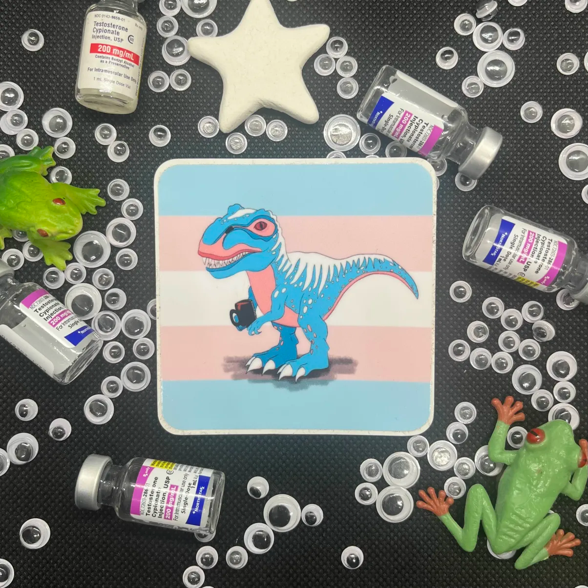 🦖🏳️‍⚧️Trans T-Rex Sticker - T4T Rex Sticker🦖🏳️‍⚧️