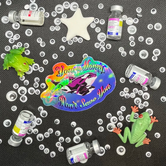 🐋🙅 Your Money Won't Save You Contour Cut Sticker - Whales Against Billionaires 🐋🙅